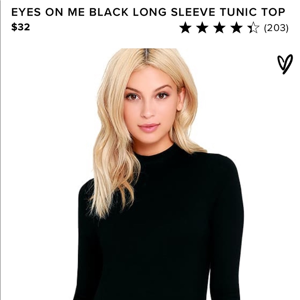 Lulus Eyes OnMe Black Long Sleeve Tunic Top- small